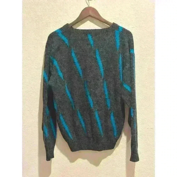 VTG Nicolas Allen Womens Size M Pattern Knit Pullover Sweater Gray Blue Crewneck - Picture 3 of 10